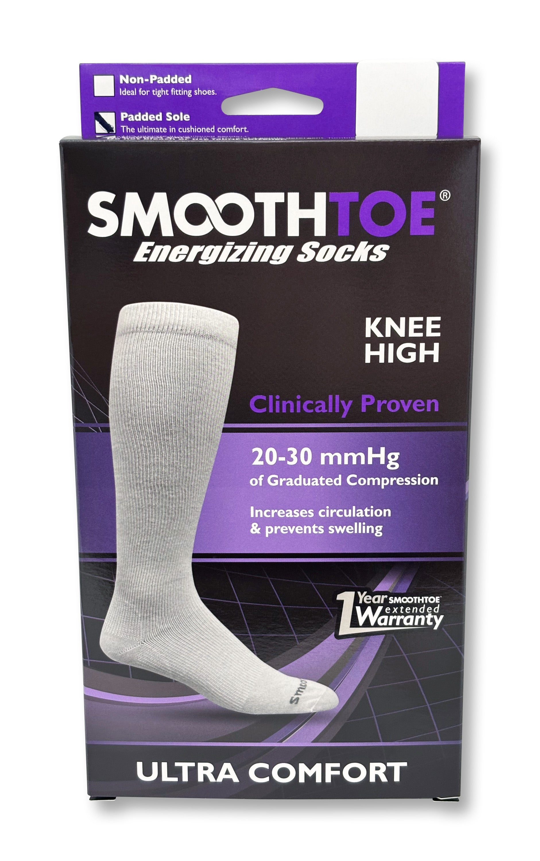 Mens SMOOTHTOE Knee High Socks (20-30 mmHg) - Padded Sole