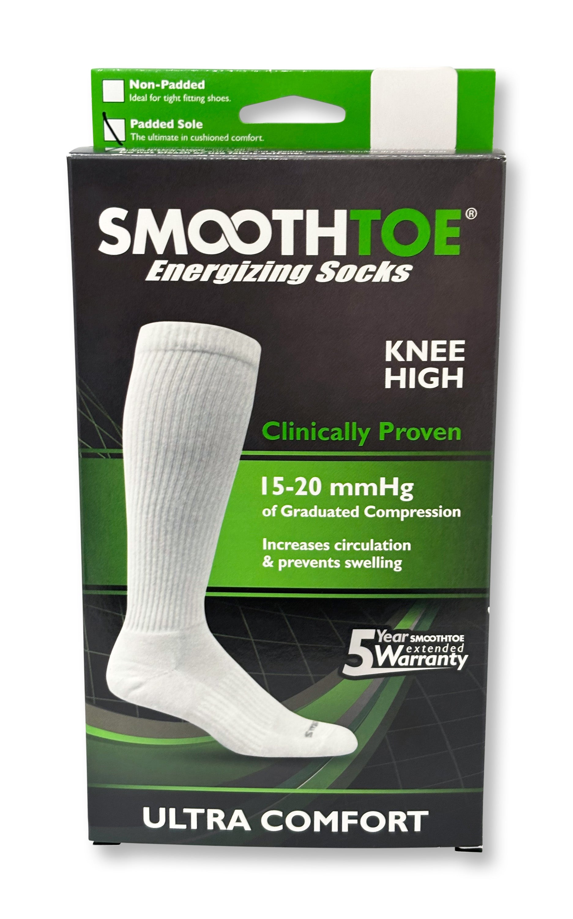 Mens SMOOTHTOE Knee High Socks (15-20 mmHg) - Padded Sole